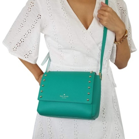 Kate Spade Sanders Place Avva Studded Crossbody in Lizard Green - Picture 1 of 8